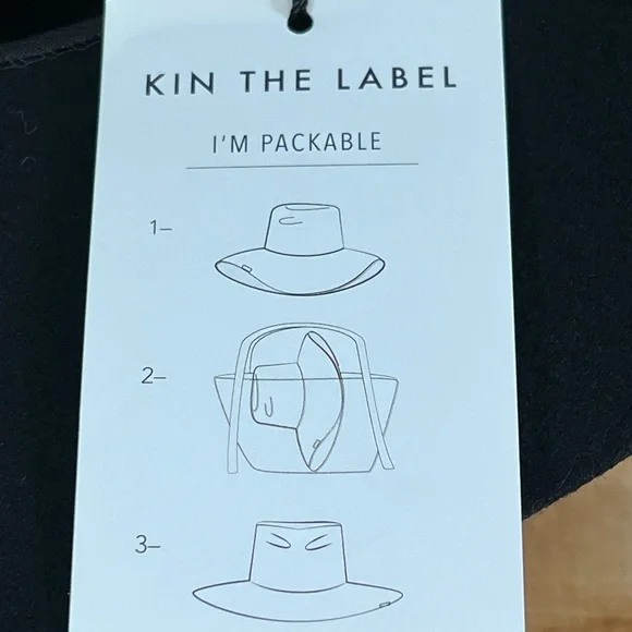Kin The Label Essential Collection Packable Light Wool Black Hat New With Tags - Picture 8 of 8